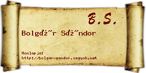 Bolgár Sándor névjegykártya
