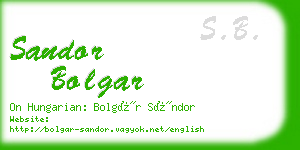 sandor bolgar business card